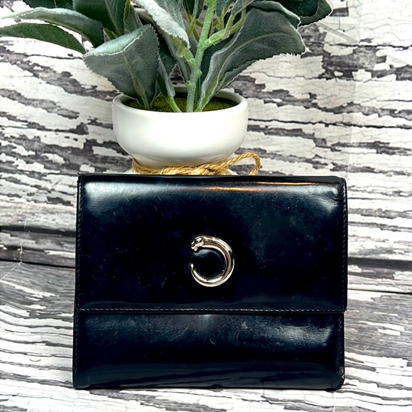Cartier Handbags - Cartier Vintage Panthere De Cartier Leather Trifold Wallet